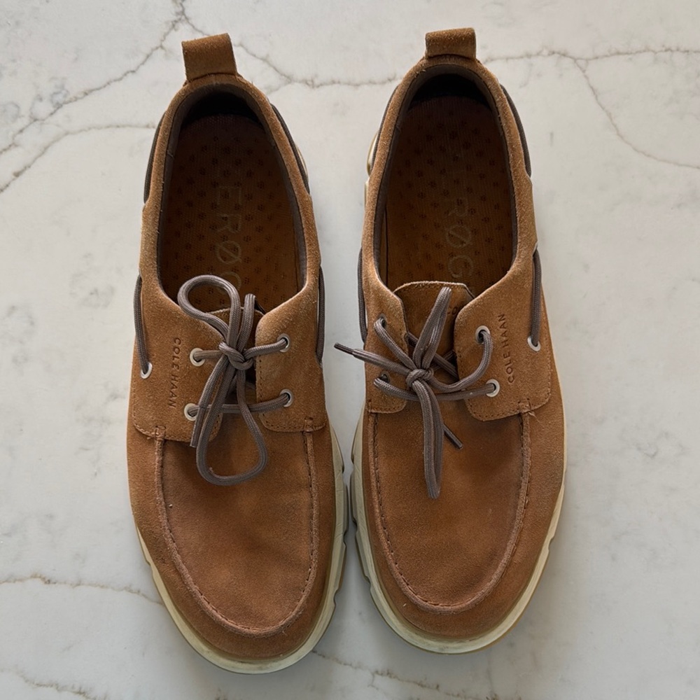 Cole Haan Tan Boat Shoes with Suede Finish